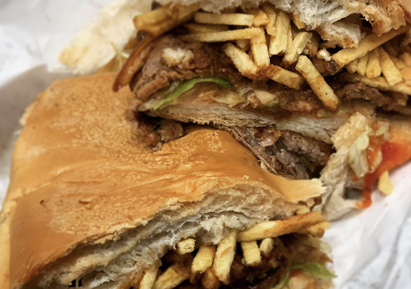 Image: Legendary Miami cafe and laundromat Mary's Cafe and Coin Laundry serves one of the best pan con bistec sandwiches in South Florida, served with crispy potato sticks.