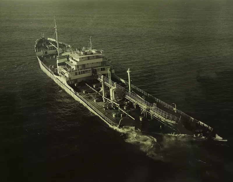 Image: The aftermath of the collision shows the floating wreckage of the Stolt Dagali.