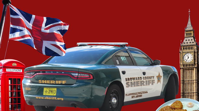 A Broward County Sheriff's Office (BSO) patrol car on a red background