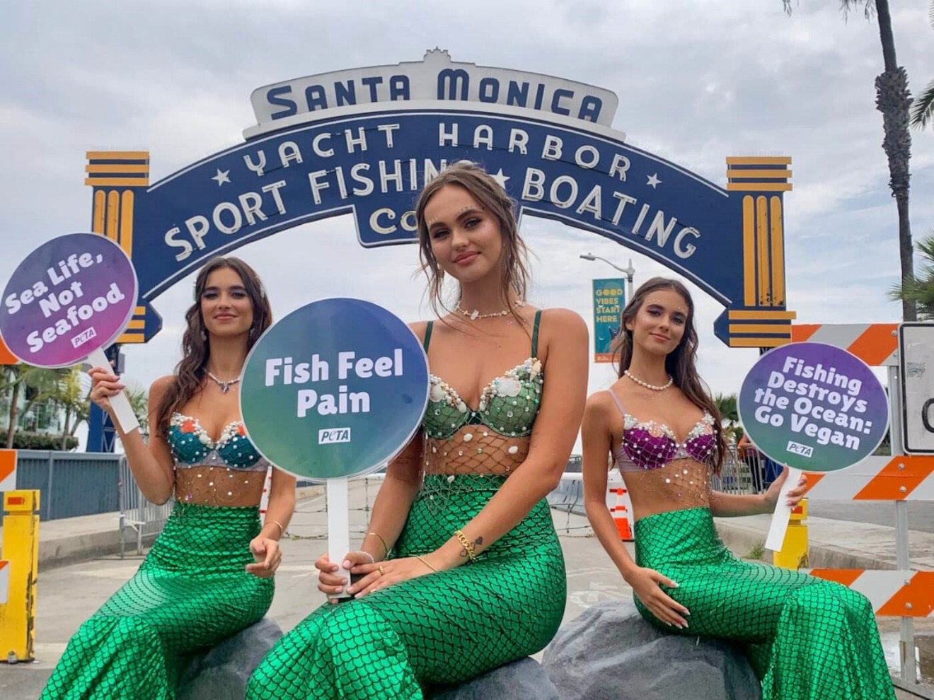 PETA mermaids on Santa Monica Pier