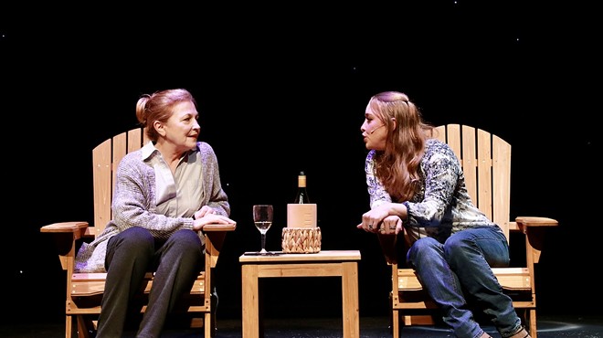Laura Turnbull and Mallory Newbrough on stage in A Rock Sails By
