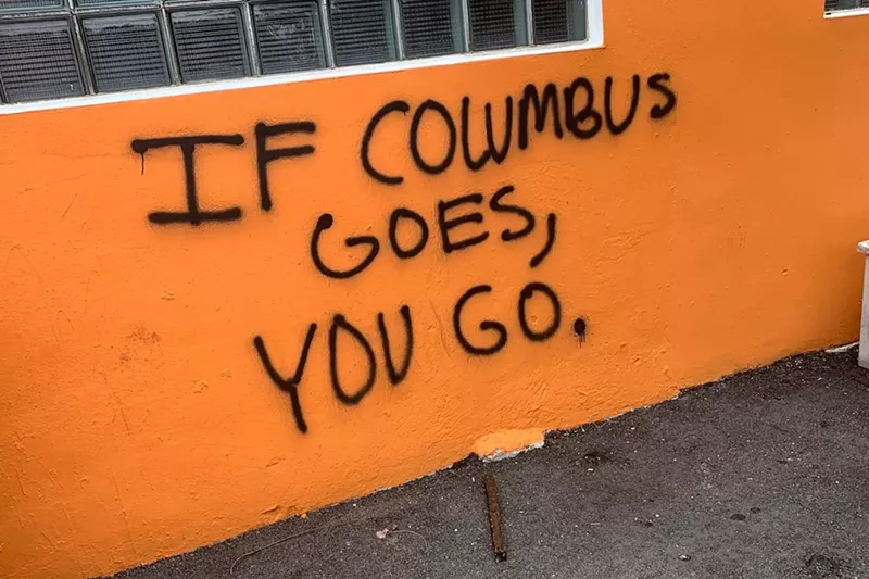 Image: This message was spray-painted on the wall of Gramps bar in Wynwood.