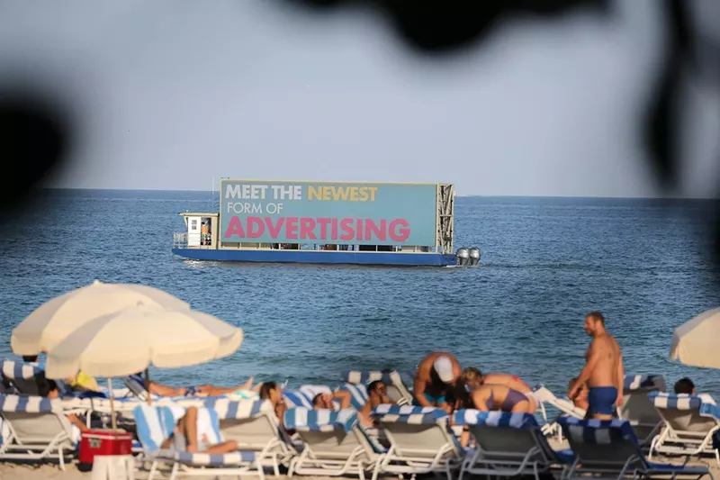 Image: The floating billboard off Miami Beach