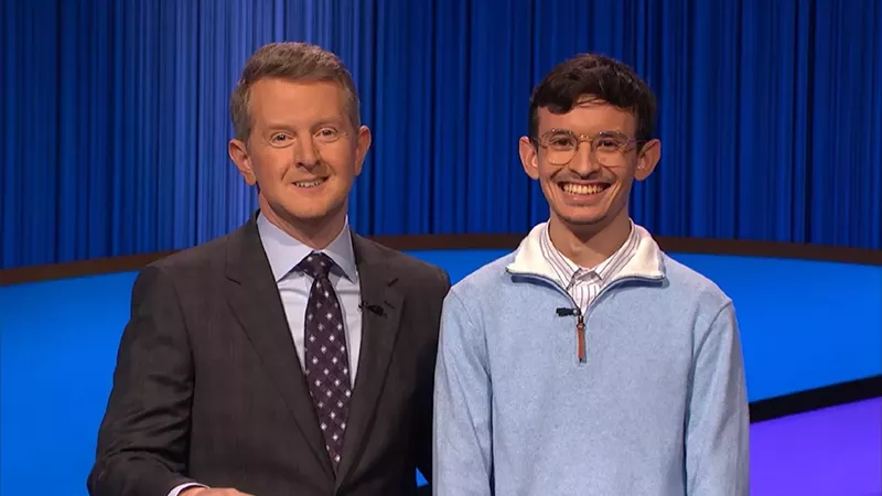 Image: Jeopardy! host Ken Jennings and Alec Chao