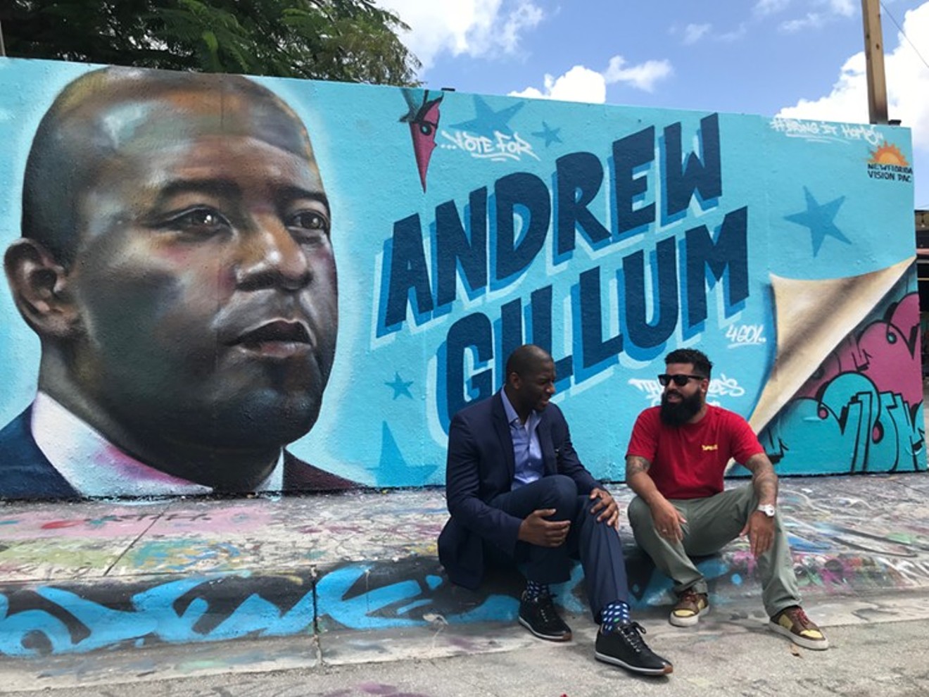 Florida gubernatorial candidate Andrew Gillum and artist Disem.