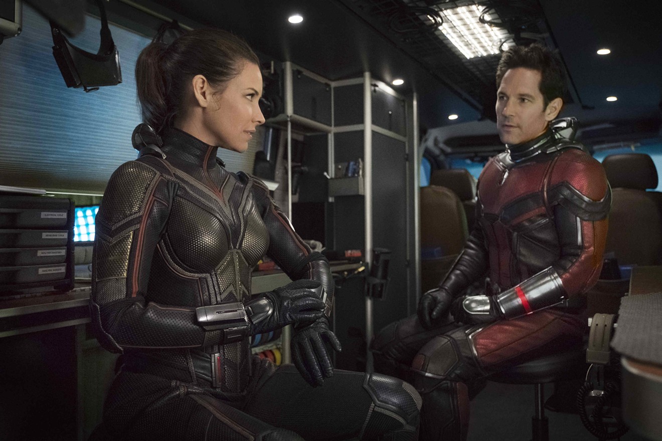 In Ant-Man and the Wasp, Evangeline Lilly (left) has a higher profile as Hope Van Dyne than she did in the first Ant-Man film while Paul Rudd continues his goofy antics in the title role.