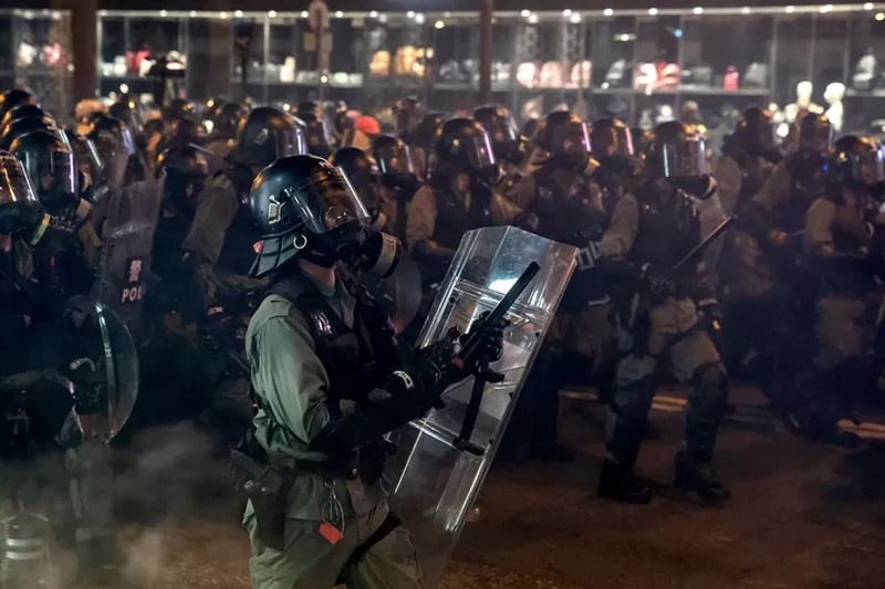 Image: Riot police in Hong Kong on August 4.