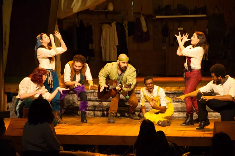 Image: A cast of seven takes on Area Stage’s Shrek the Musical.
