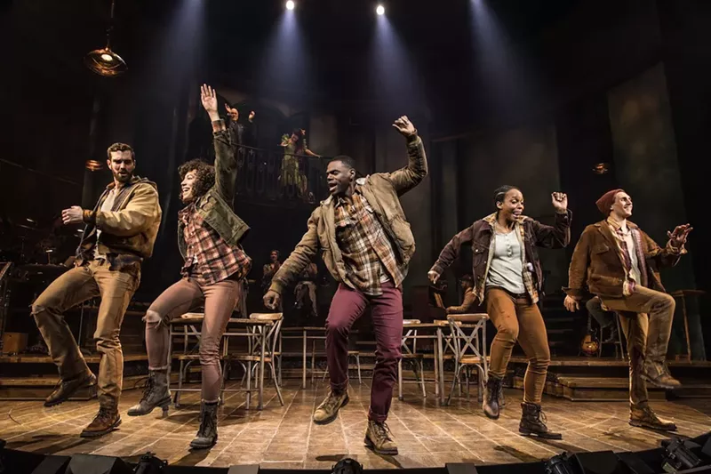 Image: Workers chorus in the original Broadway cast of Hadestown.