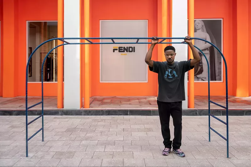 Image: Dozie Kanu on one of his play structures.