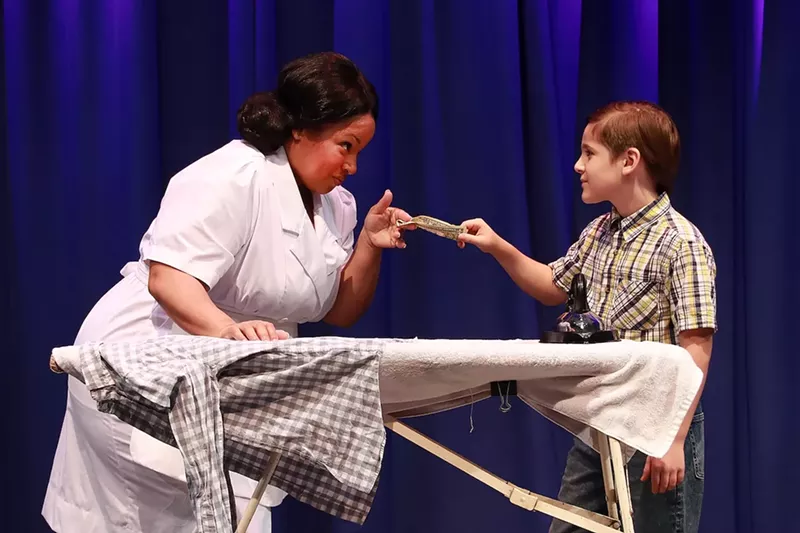 Image: Kareema Khouri and Franco Kiglies on stage in Caroline, or Change