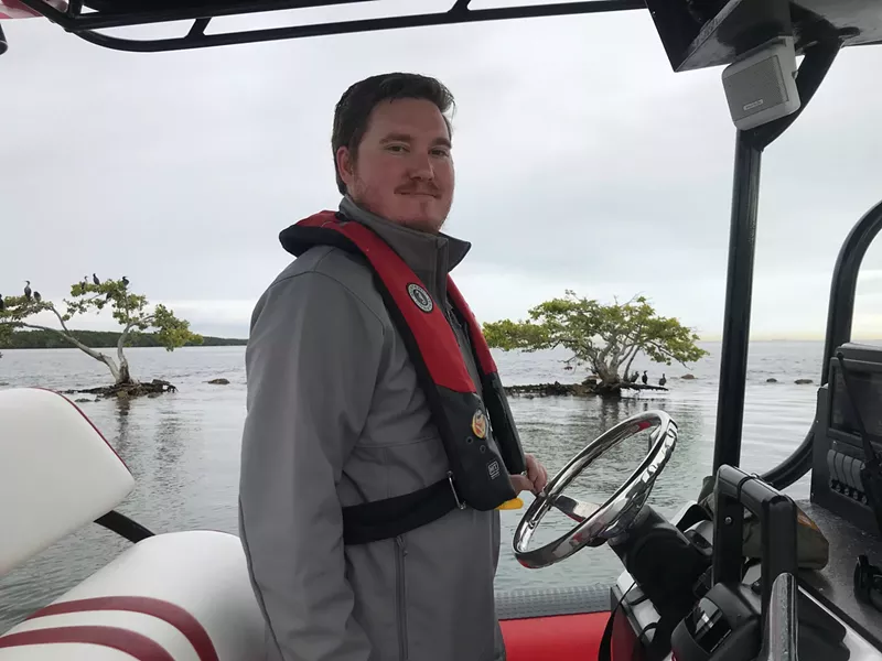 Image: Lee Hartman aboard his boat.