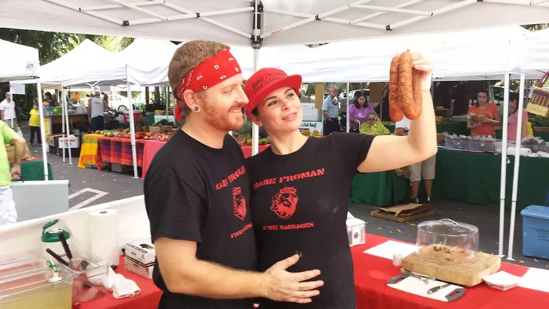 Image: The Schoendorfers admiring their meat.