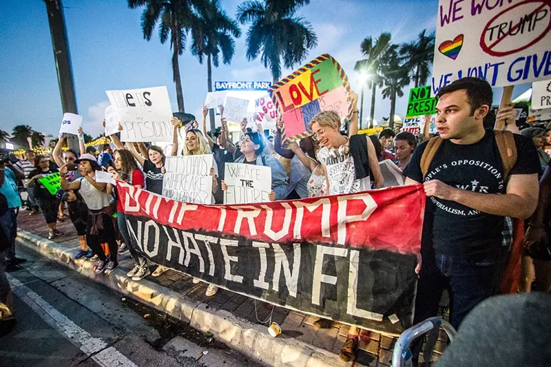 Image: Anti-Trump protesters converged on Bayfront Park the Friday after the November 8 election.