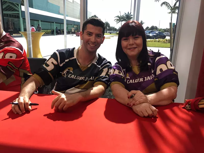 Image: Becky Smith, right, is the first woman jai alai player to go pro.