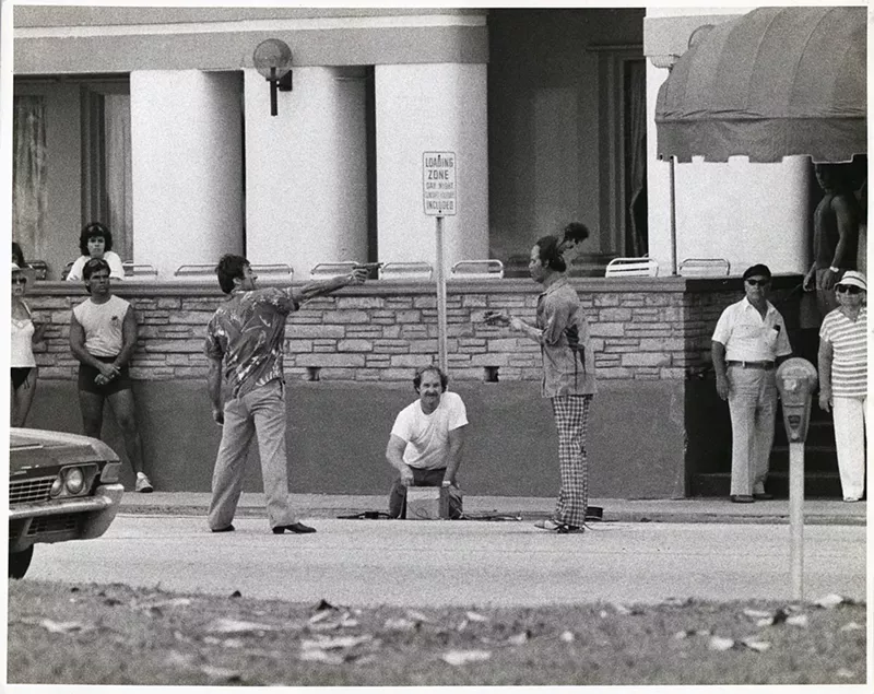 Image: A scene from Scarface is filmed on Ocean Drive, where Al Pacino's Tony Montana blows a man's head off. See more photos from Bill Cooke's archives.