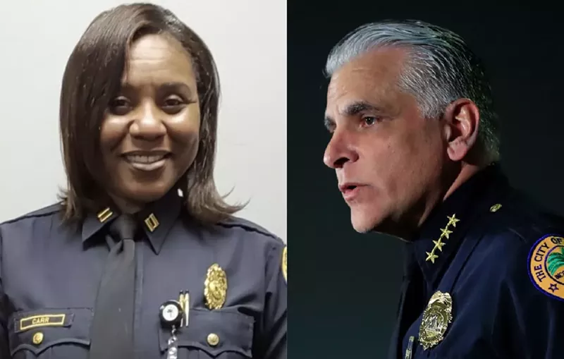 Image: Side-by-side photos of a retired police officer and former police chief