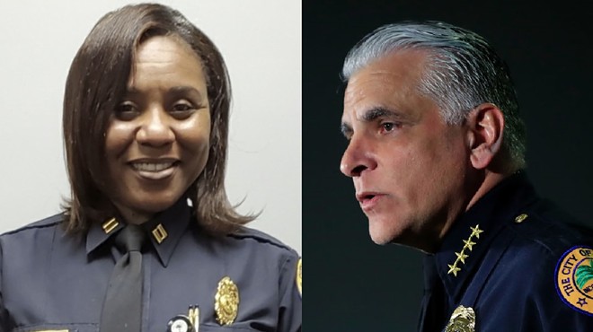 Side-by-side photos of a retired police officer and former police chief
