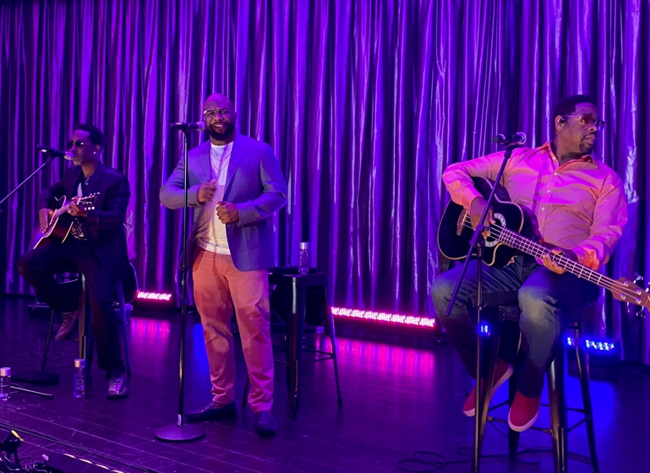 Boys II Men performed at the Fontainebleau Miami Beach during their wine launch.