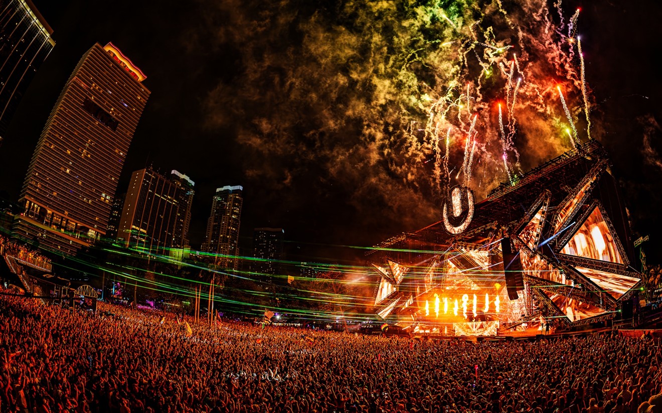 Fireworks burst above the Main Stage at Ultra Music Festival as Calvin Harris closed out the weekend.