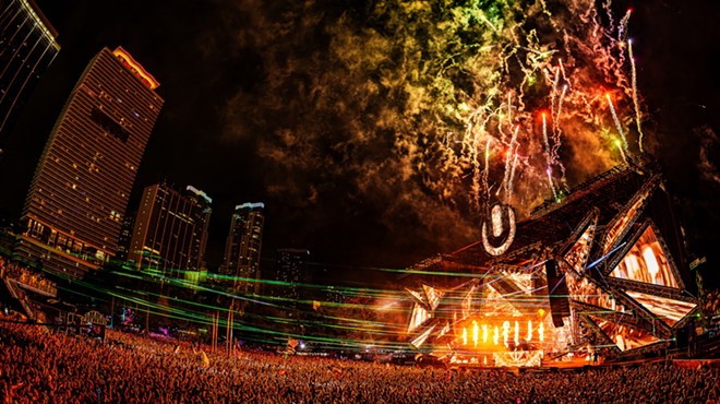 Fireworks burst above the main stage at Ultra Music Festival in Miami