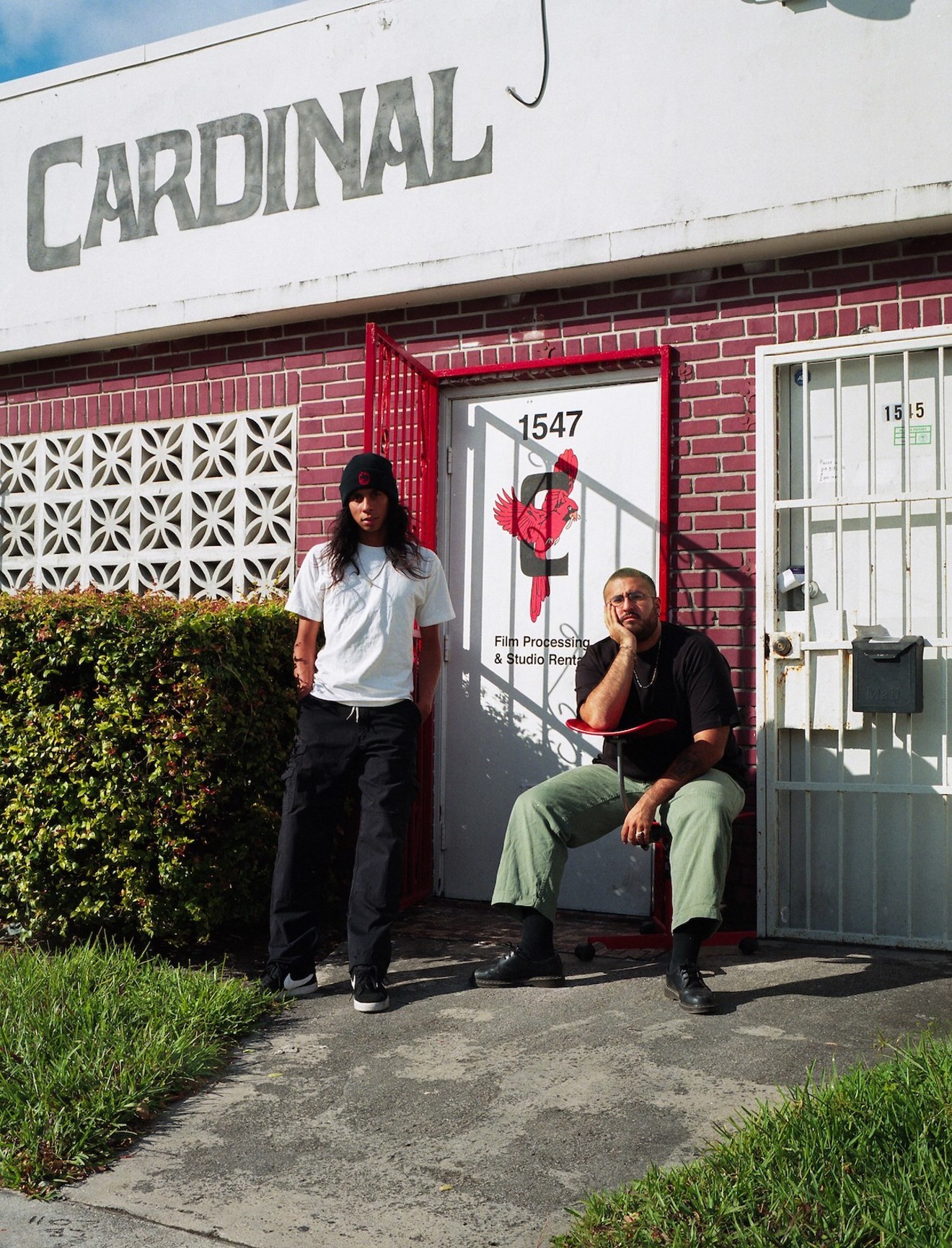 Alan Alarcon, 26, and Rich Ramos, 25, outside Cardinal Labs.