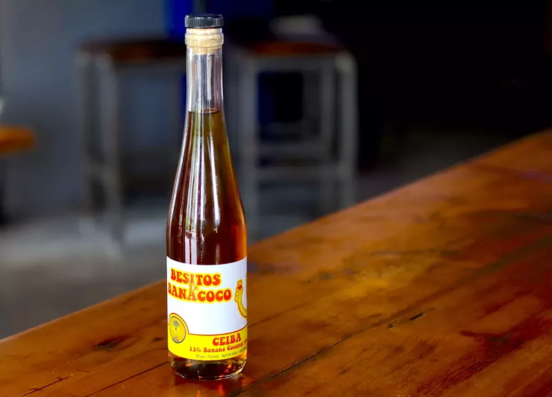 Image: Besitos de BanaCoco is a mead made with Florida wildflower honey, banana, coconut, and finished with meadowfoam honey.