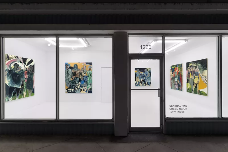 Image: View of Chemu Ng'ok's "To Witness" at Central Fine from the street