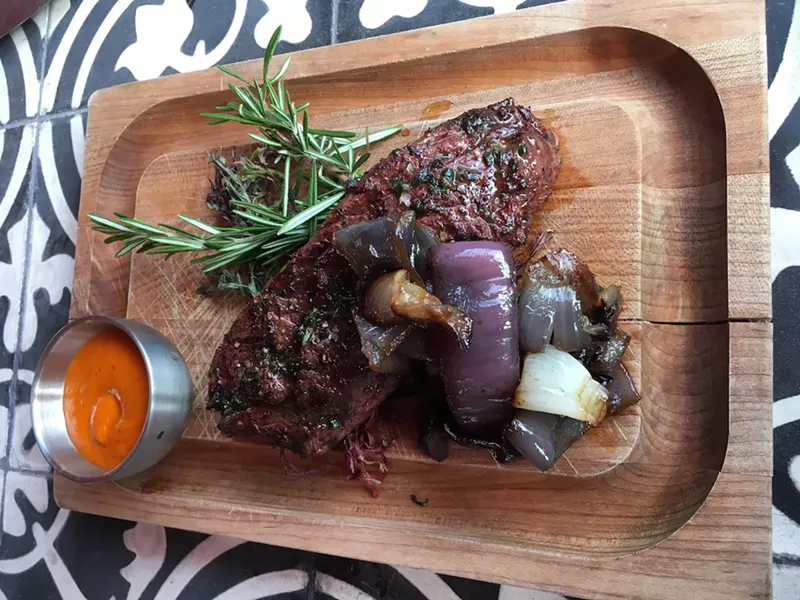 Image: Hanger steak with romesco.