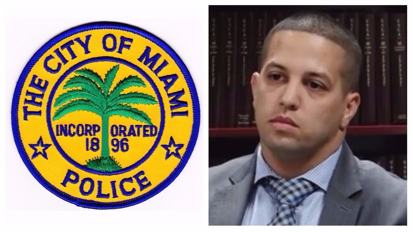 Miami Police Officer Adrian Rodriguez, whom the city calls a murder suspect, won his job back in May.