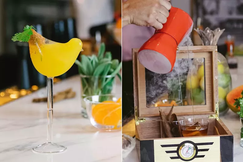 Image: The vuelta paloma and cafetera old-fashioned cocktails.