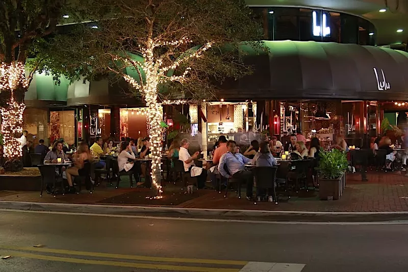 Image: exterior of restaurant at night