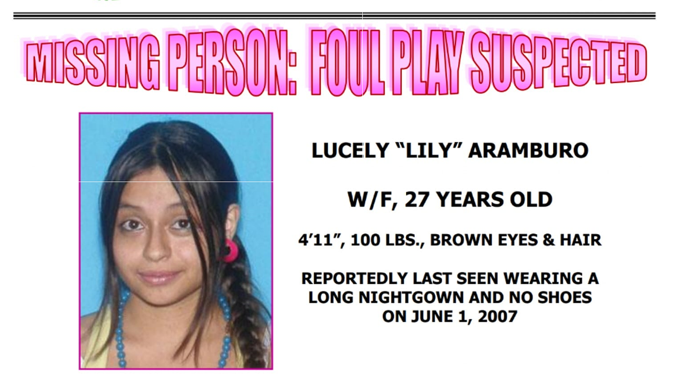 A missing person bulletin for Lucely Aramburo