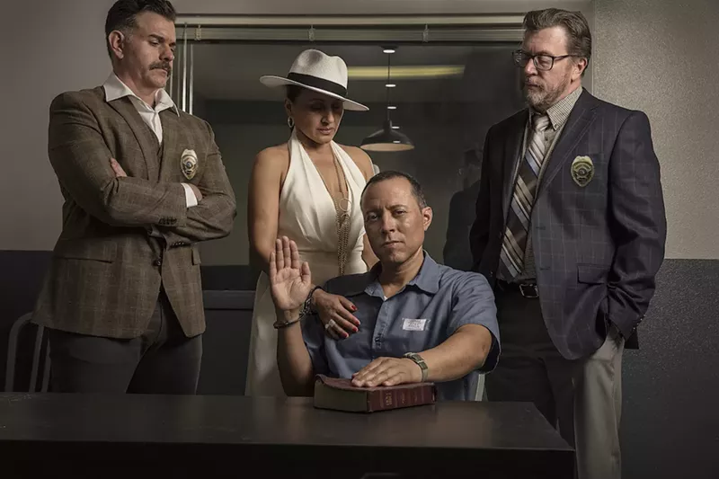 Image: Nicholas Richberg (left), Zilah Mendoza, Yancey Arias, and Stephen G. Anthony in Confessions of a Cocaine Cowboy.