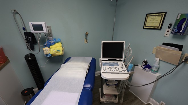 color photo of an empty exam room at a Florida women's clinic that provides abortions
