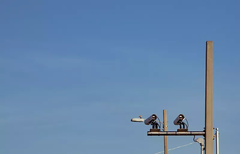 Image: Automatic license-plate readers in Pensacola Beach, Florida.