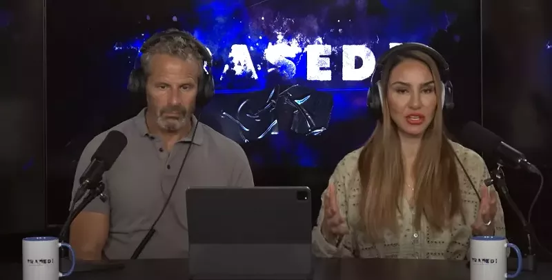 Image: David and Leila Centner hosting their podcast