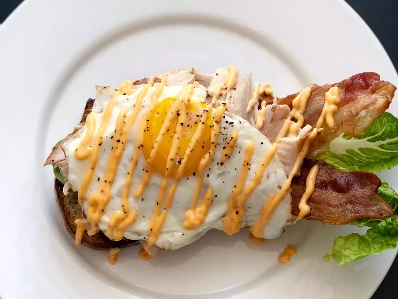 Image: Open-face BLT on toasted country bread.