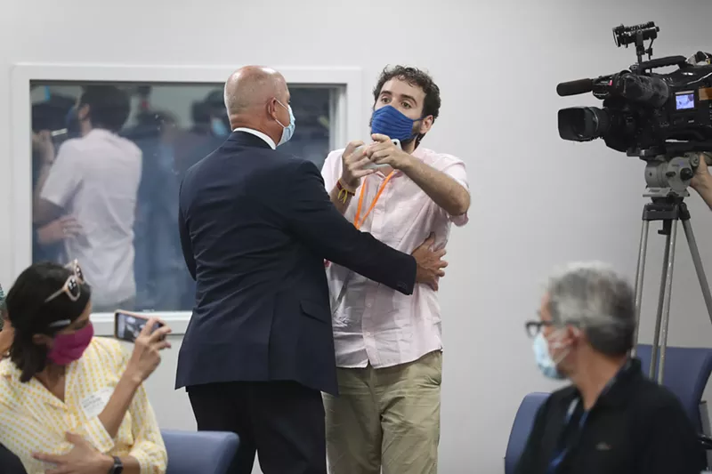Image: Thomas Kennedy interrupts Ron DeSantis press conference