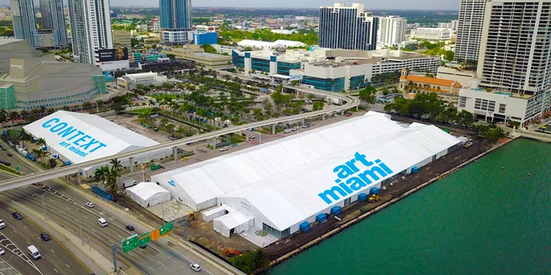 Image: Art Miami and Context art fairs in their new downtown location.