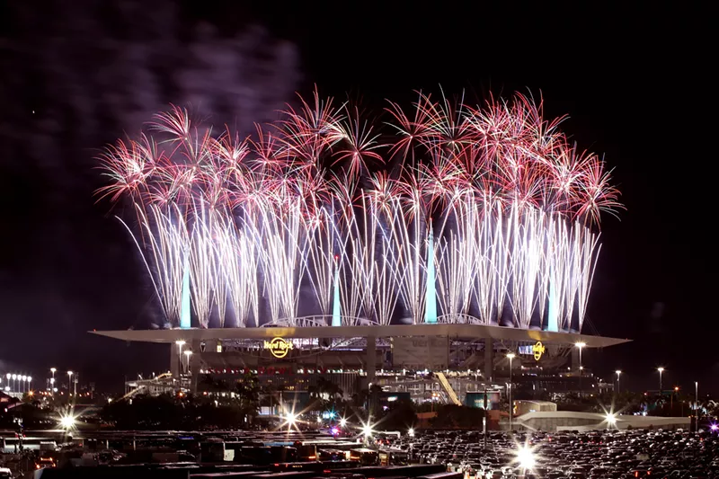 Image: Fireworks erupt at Hard Rock Stadium in Miami.