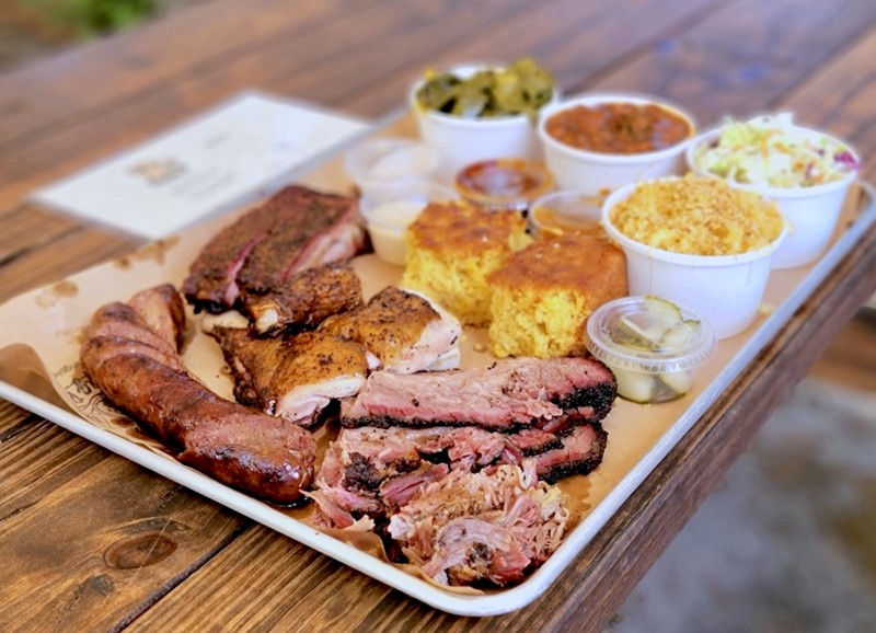 Barbecue and cornbread at Drinking Pig