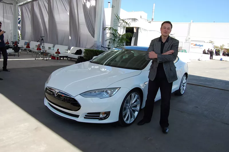 Image: Elon Musk at a Tesla Factory in Fremont, California.