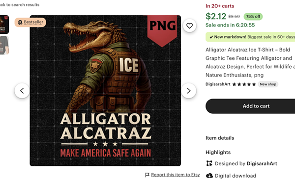 Image: Etsy Shop Plays Both Sides of Political Fence With Alligator Alcatraz