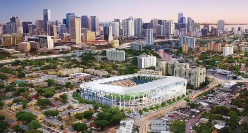 Image: A rendering of the MLS stadium in Overtown.