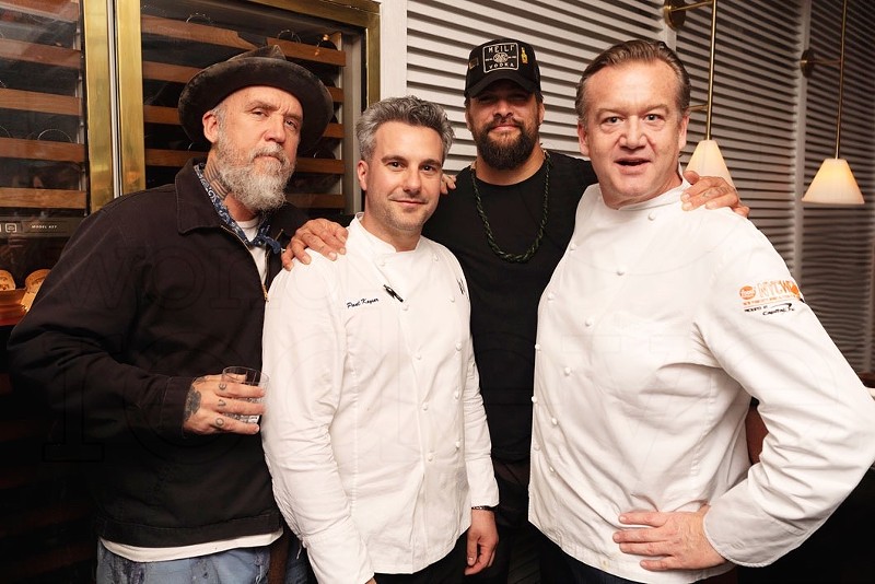 Blaine Halvorson, chef Paul Keyser, Jason Momoa, and chef Michael White