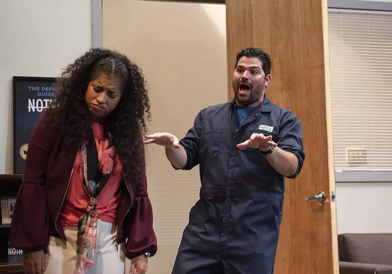 Image: Alexandra Acosta's Lucia listens as Alex Alvarez's Abel argues in Tanya Saracho's Fade at GableStage.