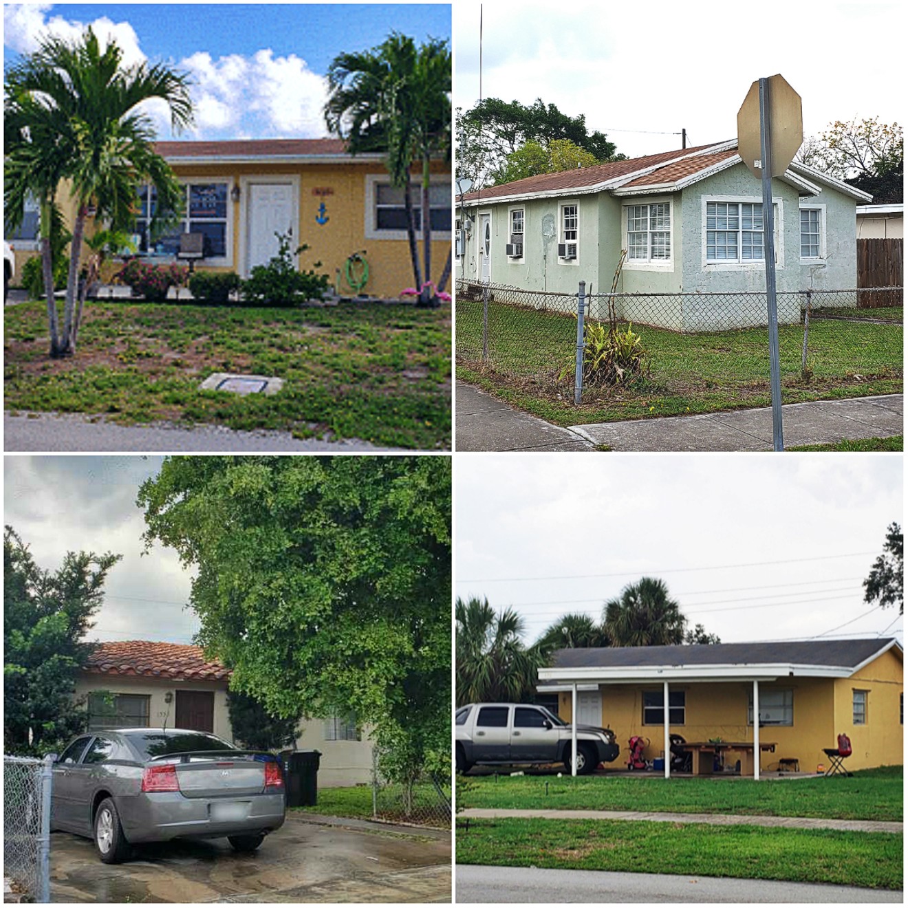 Four South Florida homes bought with dirty money (clockwise from top left): Pompano Beach, Hallandale Beach, North Miami Beach, and Deerfield Beach.