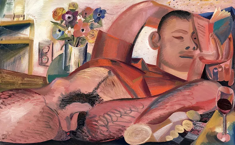 Image: Louis Fratino's Reading in the Evening (2018).