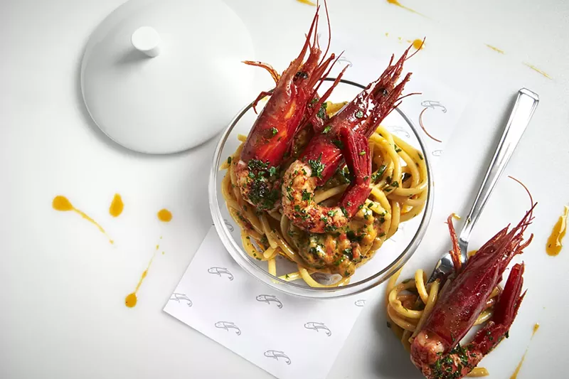 Image: Bucatini with red king prawns. See more photos of Fiola here.